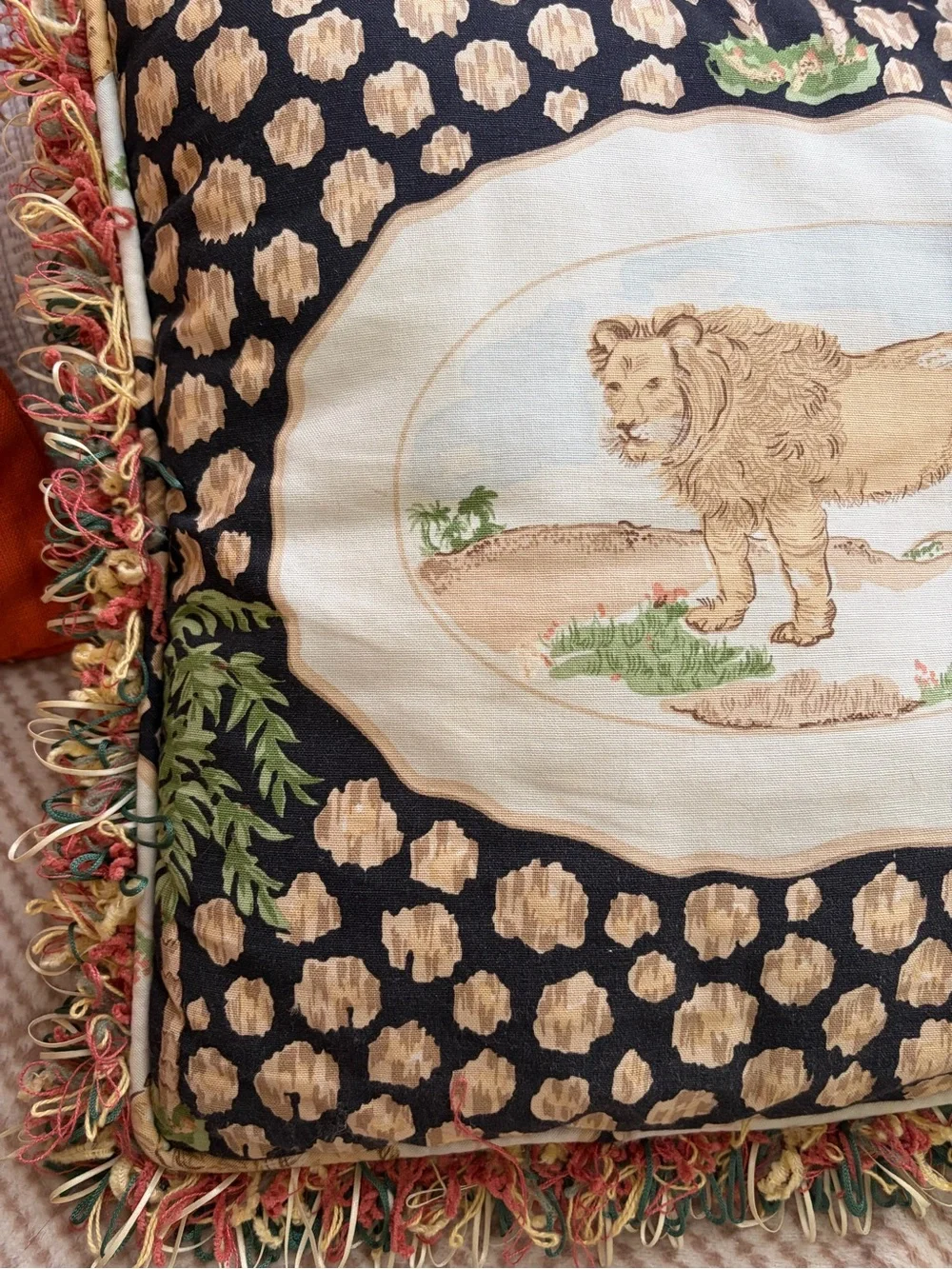 16” safari lion themed vintage custom pillows
